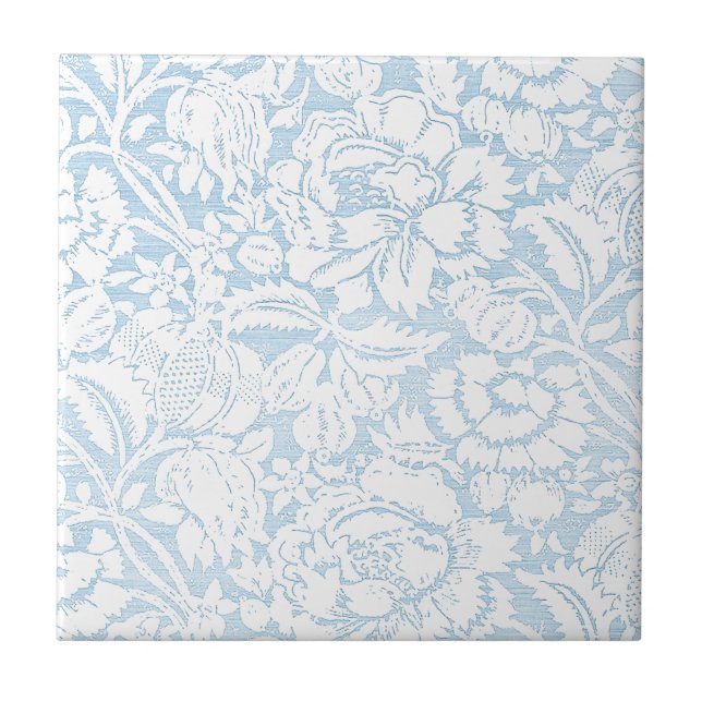 Shabby Blue French Toile Tile (Front)