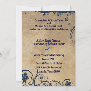 Shabby Blue Lace and Parchment Wedding Invitations