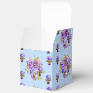 Shabby Blue Pansy Floral Dot Party Cake Favour Box