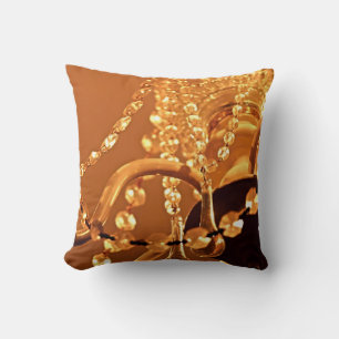 Shabby Chandelier Bling 3-Gold-Sq THROW PILLOW