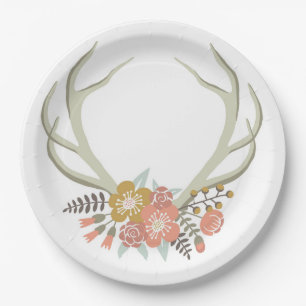 shabby chic antler paper plate