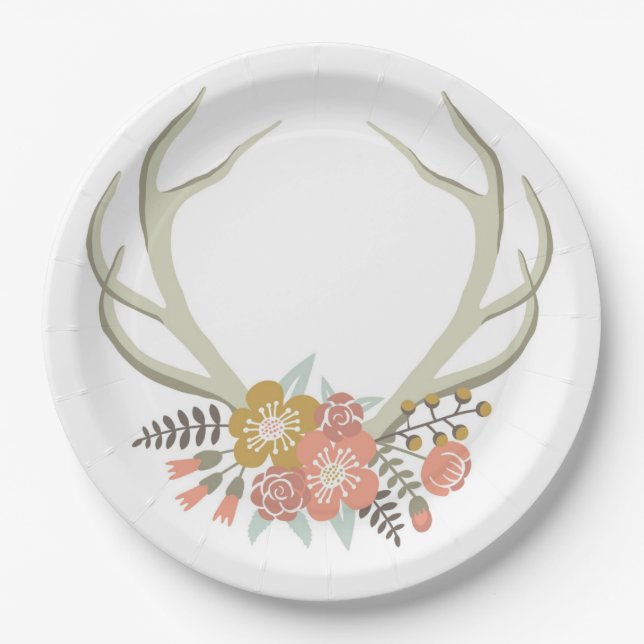 shabby chic antler paper plate (Front)