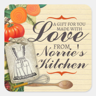 Shabby chic apron knife whisk food gift tag label