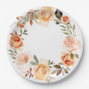 Shabby Chic Autumn Floral Paper Plates