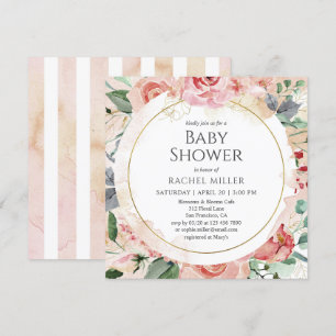 Shabby Chic Baby Shower Watercolor Floral Invitation