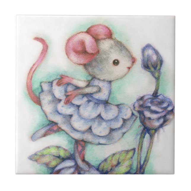 Shabby Chic Ballerina Mouse Girl Dancer Sweet Tile (Front)