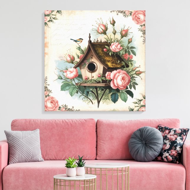 Shabby Chic Birdcage Canvas Art (Insitu(LivingRoom))