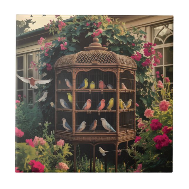 Shabby Chic Birdcage Ceramic Tile (Front)