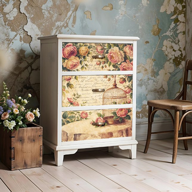 Shabby Chic Birdcage Poster Or Decoupage Paper (This is a mockup, your design may appear larger/smaller depending on size purchased.)