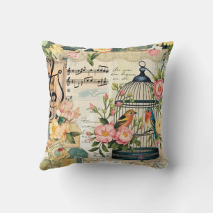 Shabby Chic Birdcage Throw Pillow