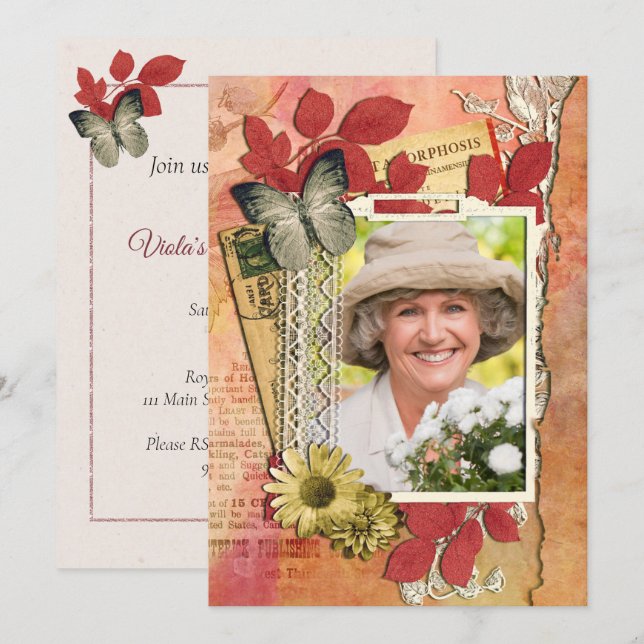 Shabby Chic Birthday Party Invitation (Front/Back)