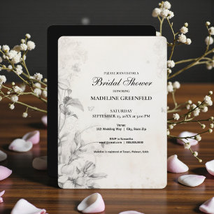 Shabby Chic Black Floral Bridal Shower Invitation