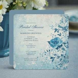 Shabby Chic Blue Floral Bridal Shower Invitation