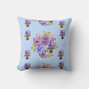 Shabby Chic Blue Floral pattern flowers Cushion