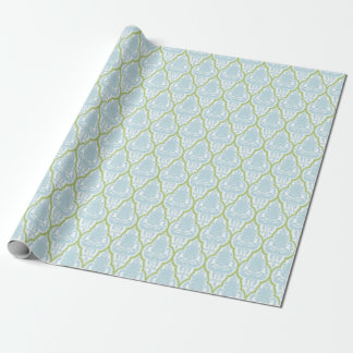 Shabby Chic Blue & Green Damask Wrapping Paper