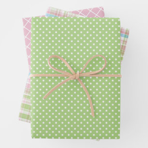 Shabby Chic Blue Pink Green Stripes Pattern Wrapping Paper Sheet