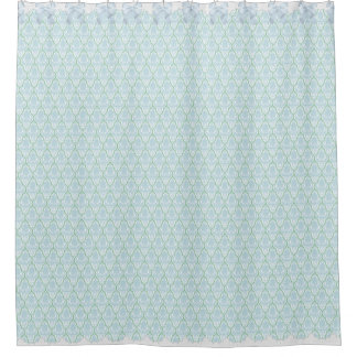 Shabby Chic Blue & Teal Damask w Bows & Lace Shower Curtain