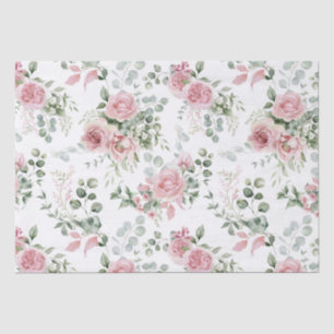 Shabby Chic Blush Pink Roses Eucalyptus Greenery Tissue Paper