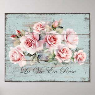 Shabby Chic Blush Roses La Vie En Rose Poster