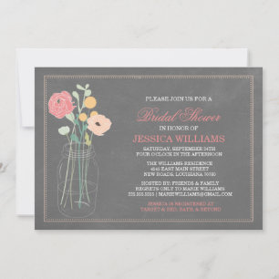 Shabby Chic Bridal Shower   Coral Invitation