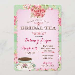 Shabby Chic Bridal Shower Tea Invitation