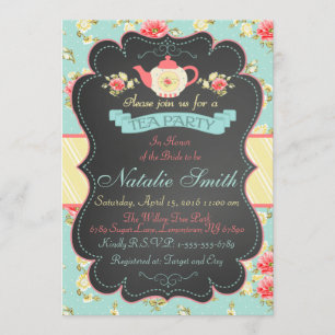 Shabby Chic Bridal Shower Tea Party Invitation