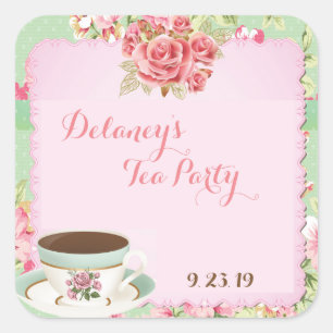 Shabby Chic Bridal Shower tea party stickers