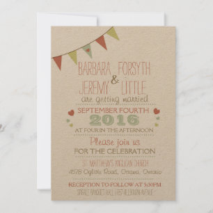 Shabby Chic Bunting Wedding Invitation