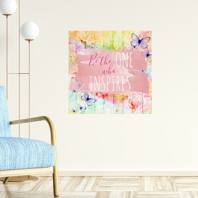 Shabby Chic Butterflies & Roses on Barn Wood Quote Poster (Creator Uploaded)