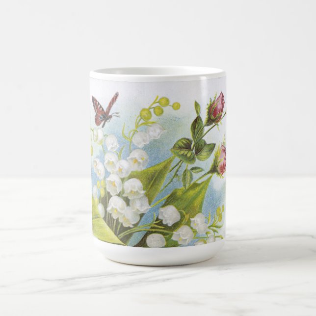 Shabby Chic Butterfly, Roses & Lily of the Valley Coffee Mug (Center)