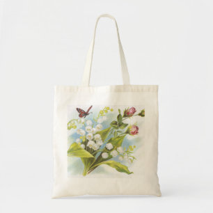 Shabby Chic Butterfly, Roses & Lily of the Valley Tote Bag