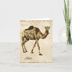 Shabby Chic Camel Personalised Notecard