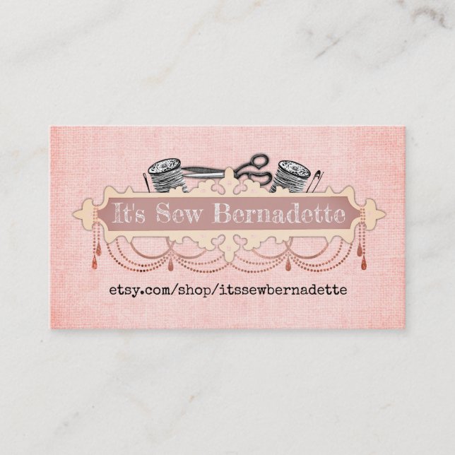 Shabby chic chandelier sewing business card (Front)