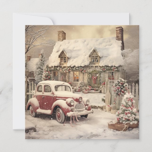 Shabby Chic Christmas Greeting Card (Front)