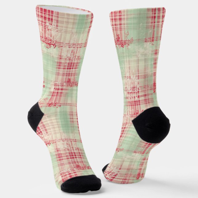 Shabby Chic Christmas Tartan Socks (Angled)