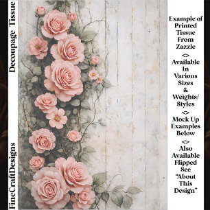 Shabby Chic Climbing Pink Roses FD8L Decoupage Tissue Paper