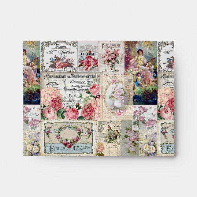 Shabby chic collage,country victorian,decoupage,mo envelope (Front)