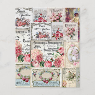 Shabby chic collage,country victorian,decoupage,mo flyer