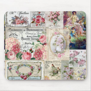 Shabby chic collage,country victorian,decoupage,mo mouse mat