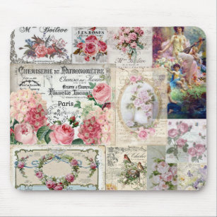 Shabby chic collage,country victorian,decoupage mouse mat