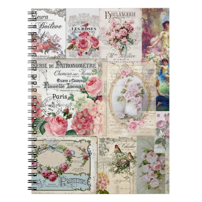 Shabby chic collage,country victorian,decoupage notebook (Front)