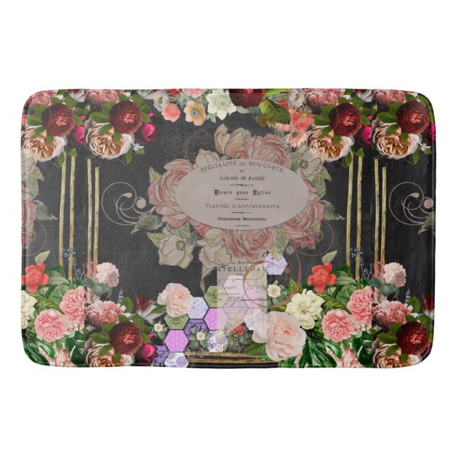 Shabby chic collage, French chic,country rustic Bath Mat (Front)