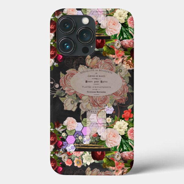Shabby chic collage, French chic,country rustic,fl Case-Mate iPhone Case (Back)