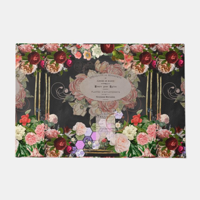 Shabby chic collage, French chic,country rustic,fl Doormat (Front)