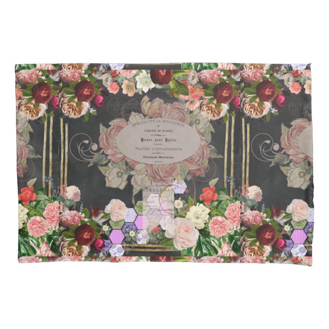 Shabby chic collage, French chic,country rustic,fl Pillowcase (Front)