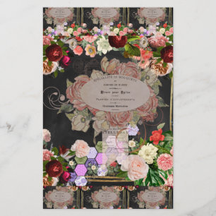 Shabby chic collage, French chic,country rustic,fl Stationery