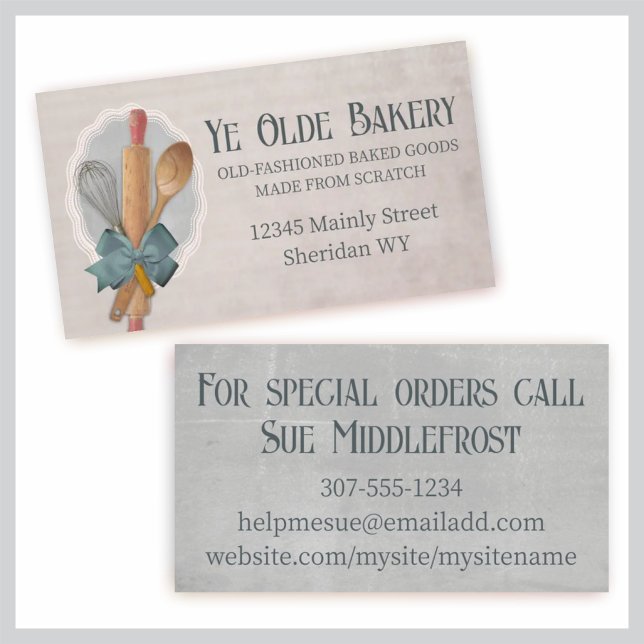 shabby chic cooking baking utensils business card (Creator Uploaded)
