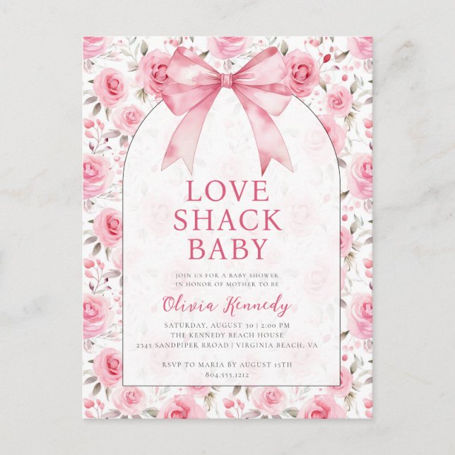 Shabby Chic Coquette Pink Love Shack Baby Shower  Postcard (Front)