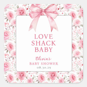 Shabby Chic Coquette Pink Love Shack Baby Shower  Square Sticker
