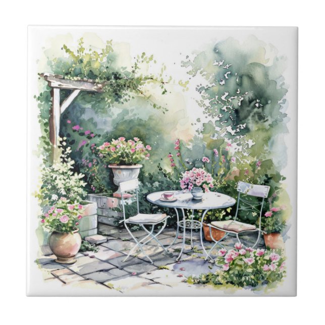 Shabby Chic Cottage Garden Ceramic Tile (Front)